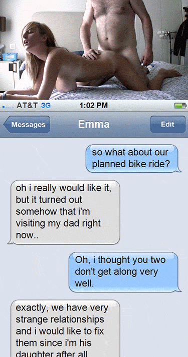 Cuckold Text Message GIF - Wife Fucks Dad